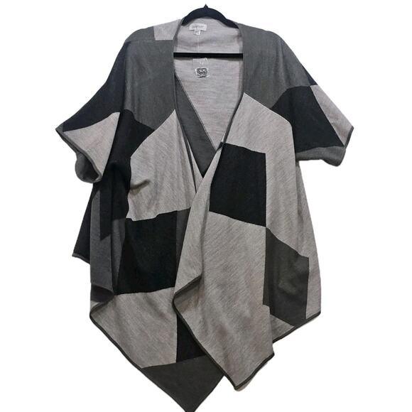 Avenue Gray Color Block Open Front Cardigan Size 26 Lightweight Classic Layering - Picture 1 of 7